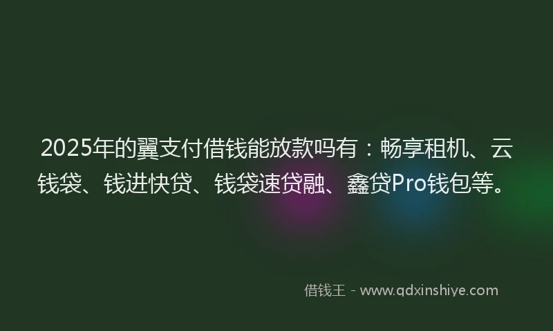 2025年的翼支付借钱能放款吗有：畅享租机、云钱袋、钱进快贷、钱袋速贷融、鑫贷Pro钱包等。
