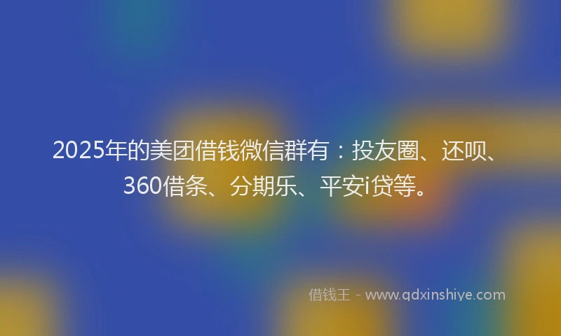 2025年的美团借钱微信群有：投友圈、还呗、360借条、分期乐、平安i贷等。