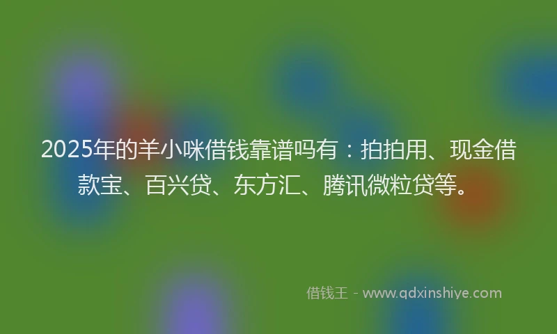 2025年的羊小咪借钱靠谱吗有：拍拍用、现金借款宝、百兴贷、东方汇、腾讯微粒贷等。