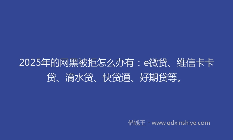 2025年的网黑被拒怎么办有：e微贷、维信卡卡贷、滴水贷、快贷通、好期贷等。