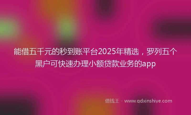 能借五千元的秒到账平台2025年精选，罗列五个黑户可快速办理小额贷款业务的app