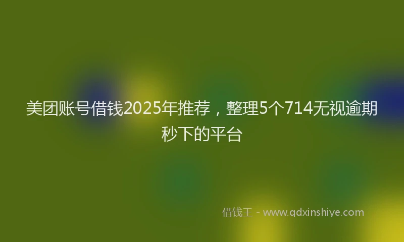 美团账号借钱2025年推荐，整理5个714无视逾期秒下的平台