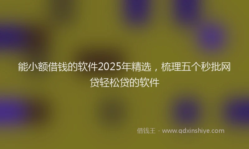 能小额借钱的软件2025年精选，梳理五个秒批网贷轻松贷的软件
