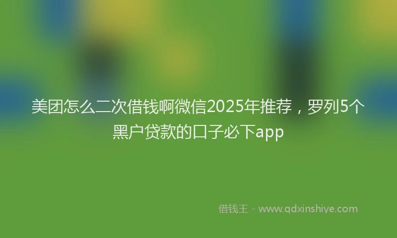美团怎么二次借钱啊微信2025年推荐，罗列5个黑户贷款的口子必下app