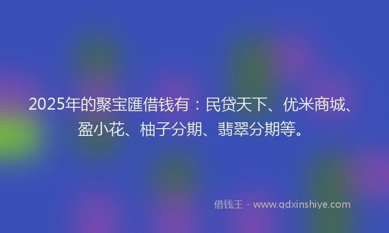 2025年的聚宝匯借钱有：民贷天下、优米商城、盈小花、柚子分期、翡翠分期等。