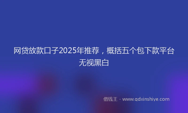 网贷放款口子2025年推荐，概括五个包下款平台无视黑白