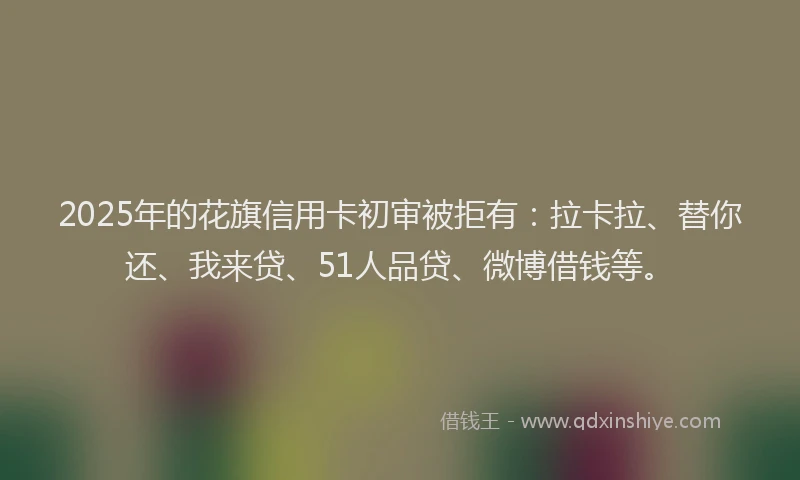 2025年的花旗信用卡初审被拒有：拉卡拉、替你还、我来贷、51人品贷、微博借钱等。