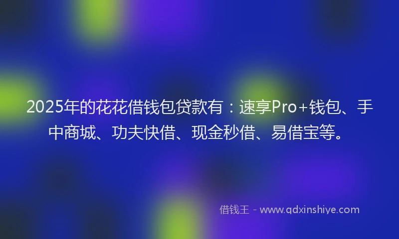 2025年的花花借钱包贷款有：速享Pro+钱包、手中商城、功夫快借、现金秒借、易借宝等。