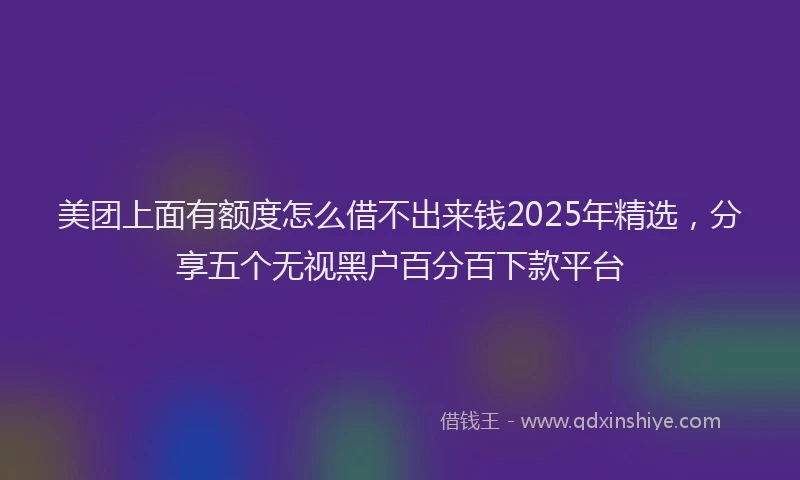 美团上面有额度怎么借不出来钱2025年精选，分享五个无视黑户百分百下款平台