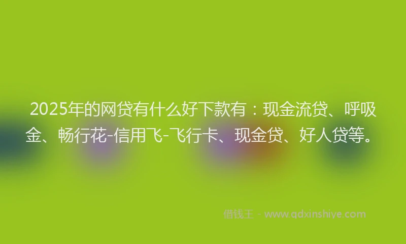 2025年的网贷有什么好下款有：现金流贷、呼吸金、畅行花-信用飞-飞行卡、现金贷、好人贷等。