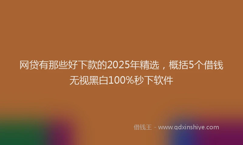 网贷有那些好下款的2025年精选，概括5个借钱无视黑白100%秒下软件