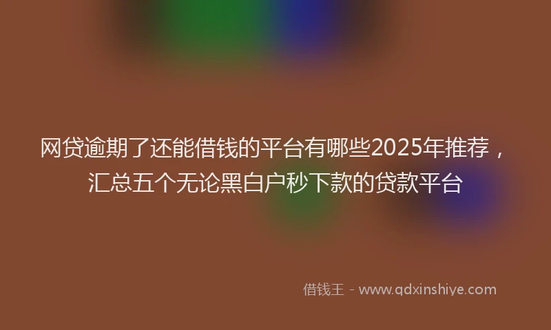 网贷逾期了还能借钱的平台有哪些2025年推荐，汇总五个无论黑白户秒下款的贷款平台