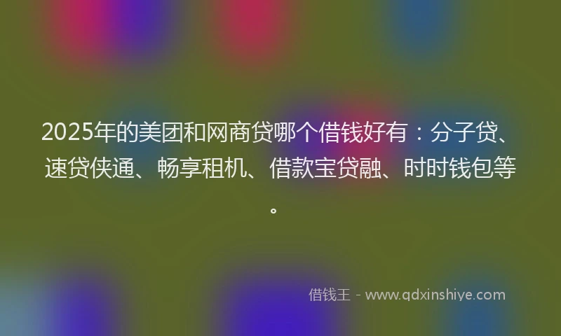 2025年的美团和网商贷哪个借钱好有：分子贷、速贷侠通、畅享租机、借款宝贷融、时时钱包等。