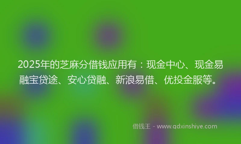 2025年的芝麻分借钱应用有：现金中心、现金易融宝贷途、安心贷融、新浪易借、优投金服等。