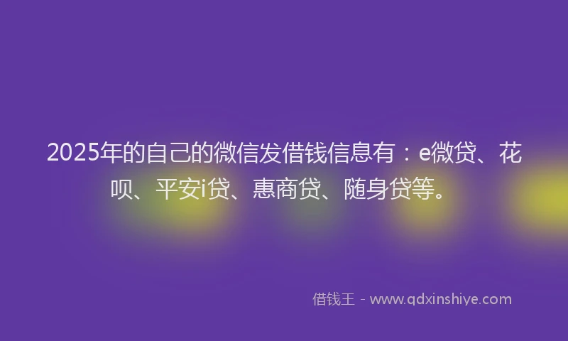 2025年的自己的微信发借钱信息有：e微贷、花呗、平安i贷、惠商贷、随身贷等。