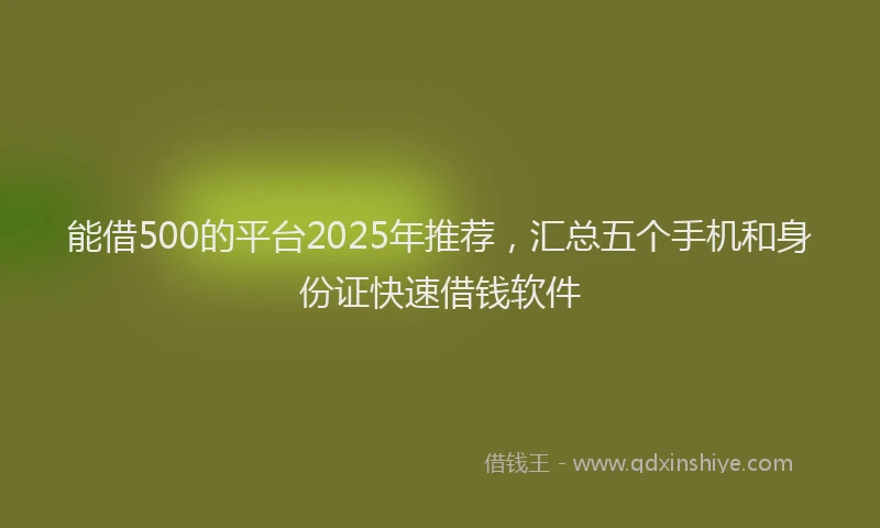 能借500的平台2025年推荐，汇总五个手机和身份证快速借钱软件