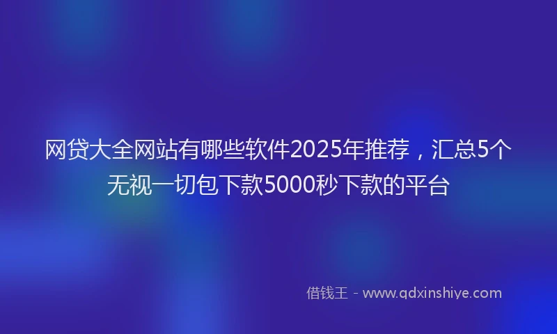 网贷大全网站有哪些软件2025年推荐，汇总5个无视一切包下款5000秒下款的平台