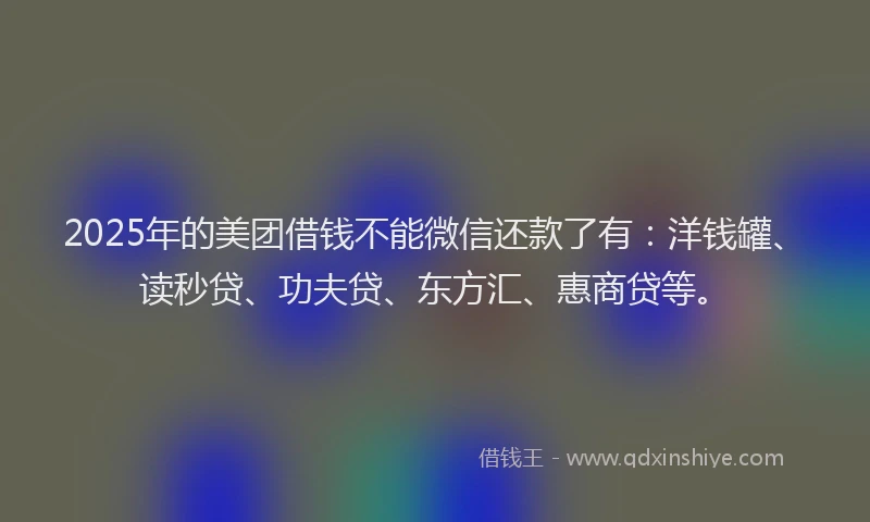 2025年的美团借钱不能微信还款了有：洋钱罐、读秒贷、功夫贷、东方汇、惠商贷等。