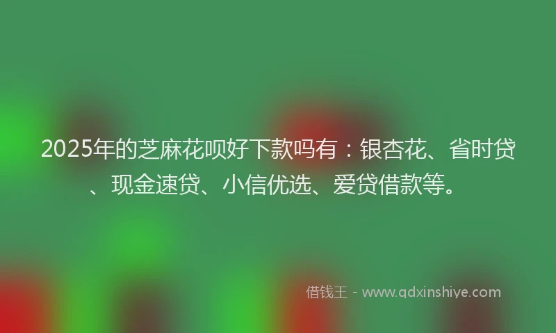 2025年的芝麻花呗好下款吗有：银杏花、省时贷、现金速贷、小信优选、爱贷借款等。