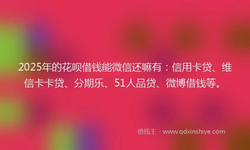 2025年的花呗借钱能微信还嘛有：信用卡贷、维信卡卡贷、分期乐、51人品贷、微博借钱等。