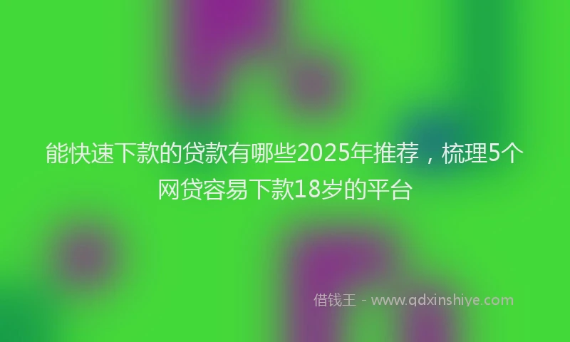 能快速下款的贷款有哪些2025年推荐，梳理5个网贷容易下款18岁的平台