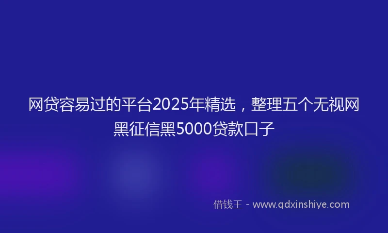 网贷容易过的平台2025年精选，整理五个无视网黑征信黑5000贷款口子
