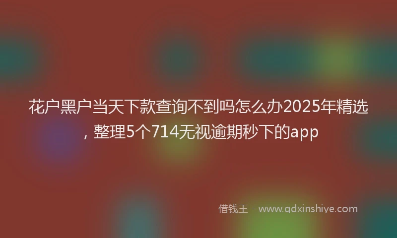 花户黑户当天下款查询不到吗怎么办2025年精选，整理5个714无视逾期秒下的app