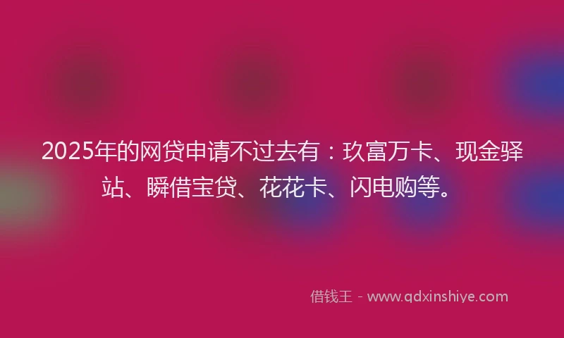 2025年的网贷申请不过去有：玖富万卡、现金驿站、瞬借宝贷、花花卡、闪电购等。