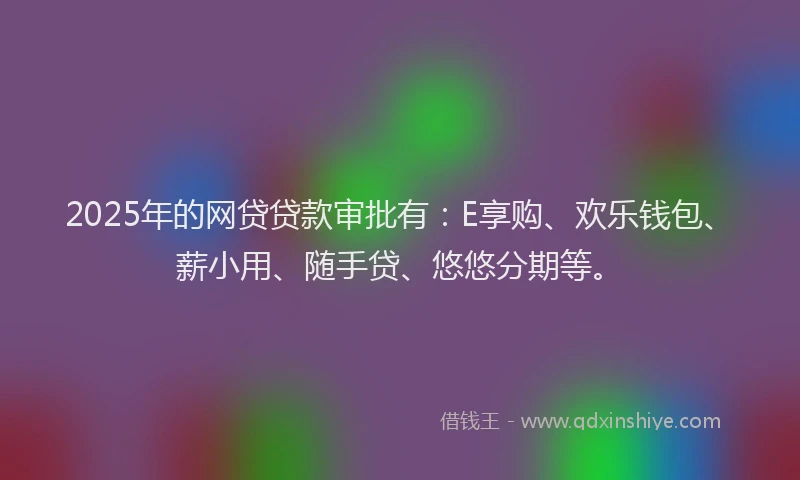 2025年的网贷贷款审批有：E享购、欢乐钱包、薪小用、随手贷、悠悠分期等。