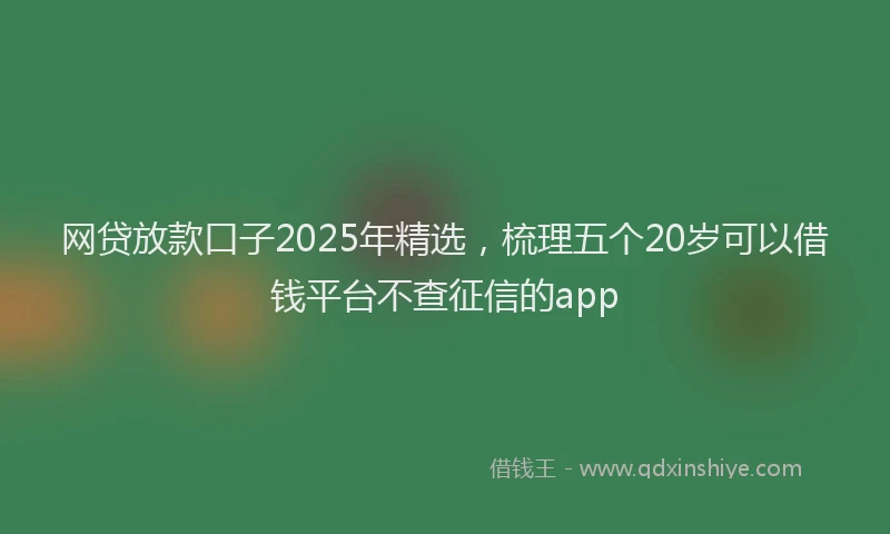 网贷放款口子2025年精选，梳理五个20岁可以借钱平台不查征信的app