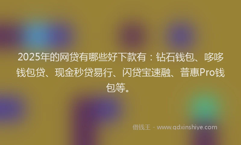 2025年的网贷有哪些好下款有：钻石钱包、哆哆钱包贷、现金秒贷易行、闪贷宝速融、普惠Pro钱包等。
