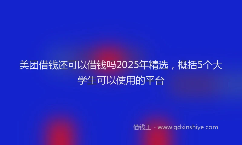美团借钱还可以借钱吗2025年精选，概括5个大学生可以使用的平台