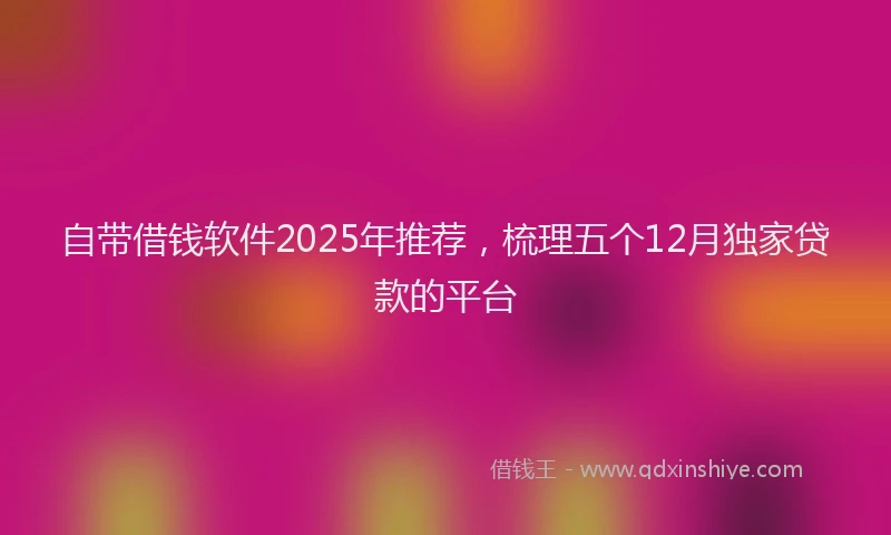 自带借钱软件2025年推荐，梳理五个12月独家贷款的平台