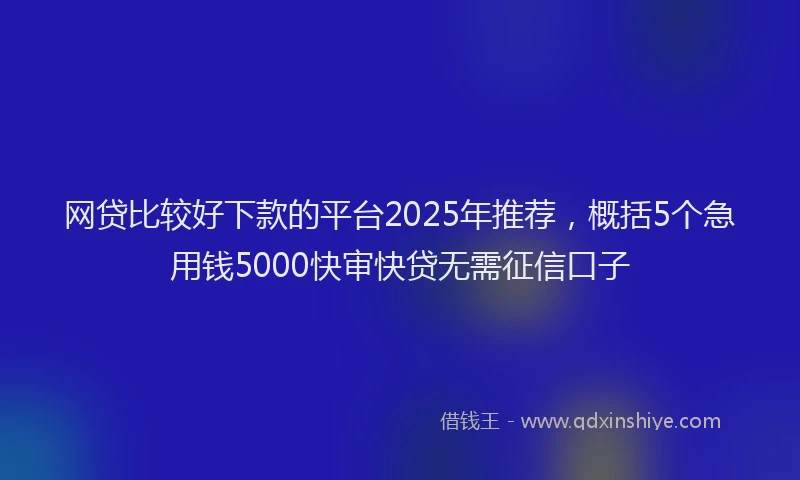 网贷比较好下款的平台2025年推荐，概括5个急用钱5000快审快贷无需征信口子