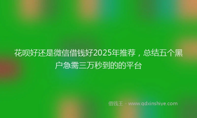 花呗好还是微信借钱好2025年推荐，总结五个黑户急需三万秒到的的平台