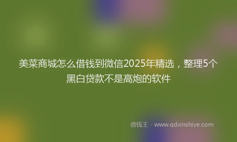 美菜商城怎么借钱到微信2025年精选，整理5个黑白贷款不是高炮的软件