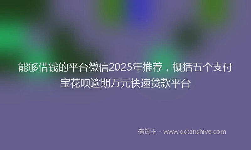 能够借钱的平台微信2025年推荐，概括五个支付宝花呗逾期万元快速贷款平台