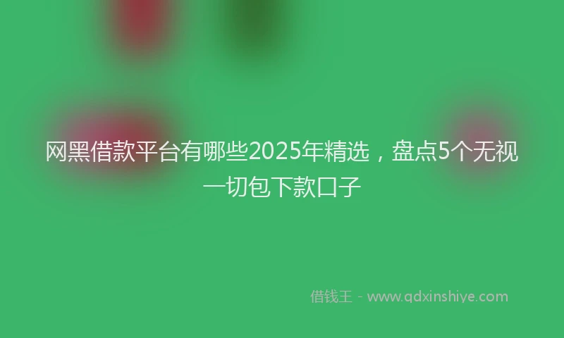 网黑借款平台有哪些2025年精选，盘点5个无视一切包下款口子
