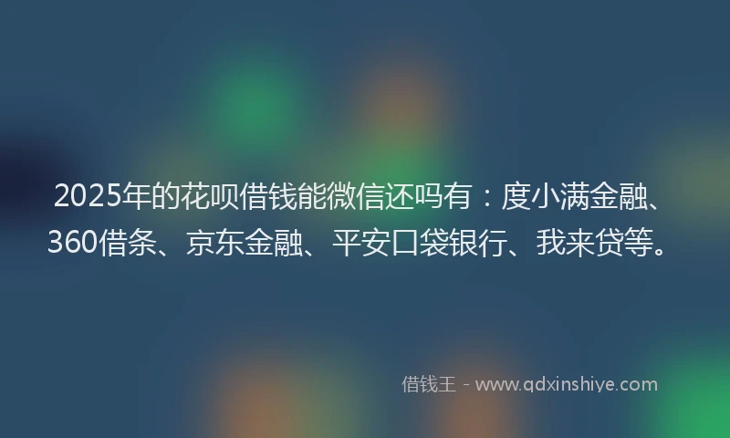 2025年的花呗借钱能微信还吗有：度小满金融、360借条、京东金融、平安口袋银行、我来贷等。