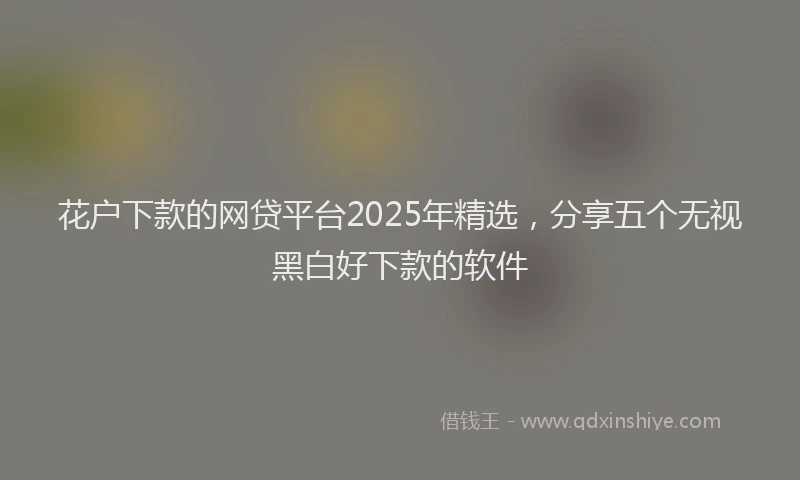 花户下款的网贷平台2025年精选，分享五个无视黑白好下款的软件