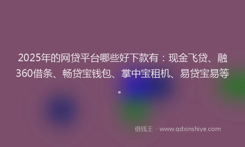 2025年的网贷平台哪些好下款有：现金飞贷、融360借条、畅贷宝钱包、掌中宝租机、易贷宝易等。