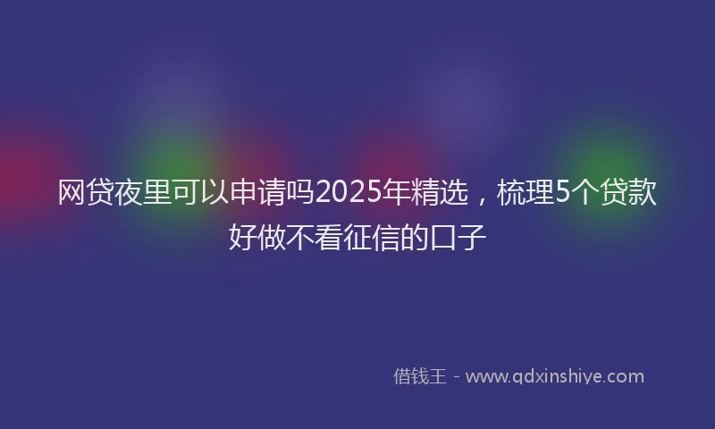 网贷夜里可以申请吗2025年精选，梳理5个贷款好做不看征信的口子