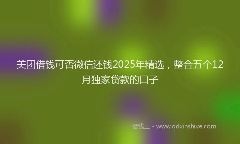 美团借钱可否微信还钱2025年精选，整合五个12月独家贷款的口子