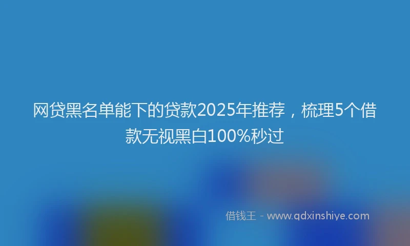 网贷黑名单能下的贷款2025年推荐，梳理5个借款无视黑白100%秒过