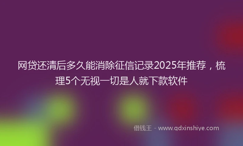 网贷还清后多久能消除征信记录2025年推荐，梳理5个无视一切是人就下款软件