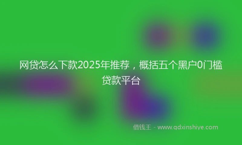 网贷怎么下款2025年推荐，概括五个黑户0门槛贷款平台