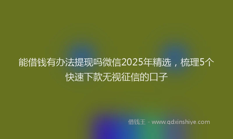 能借钱有办法提现吗微信2025年精选，梳理5个快速下款无视征信的口子