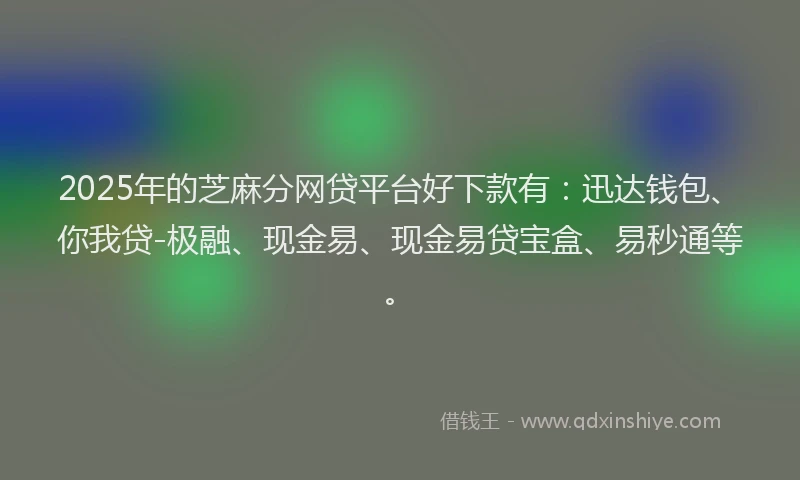2025年的芝麻分网贷平台好下款有：迅达钱包、你我贷-极融、现金易、现金易贷宝盒、易秒通等。