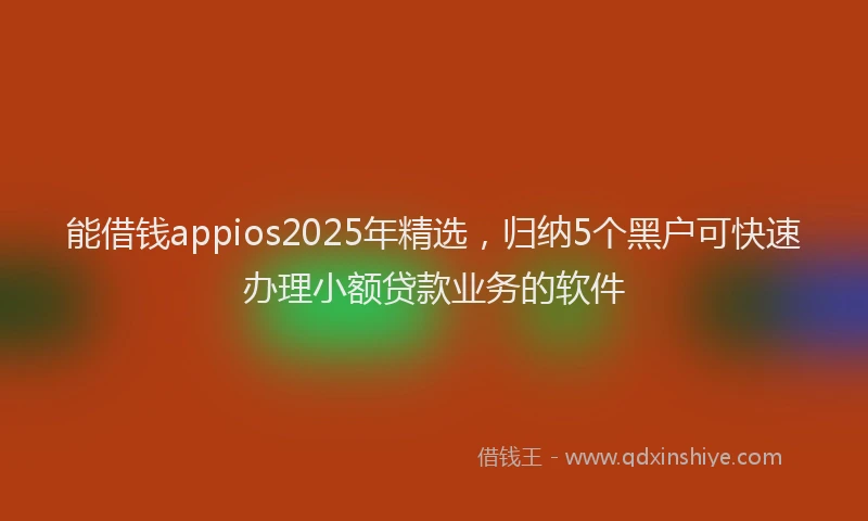 能借钱appios2025年精选，归纳5个黑户可快速办理小额贷款业务的软件