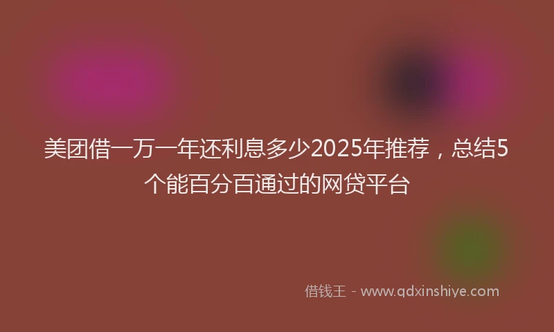 美团借一万一年还利息多少2025年推荐，总结5个能百分百通过的网贷平台